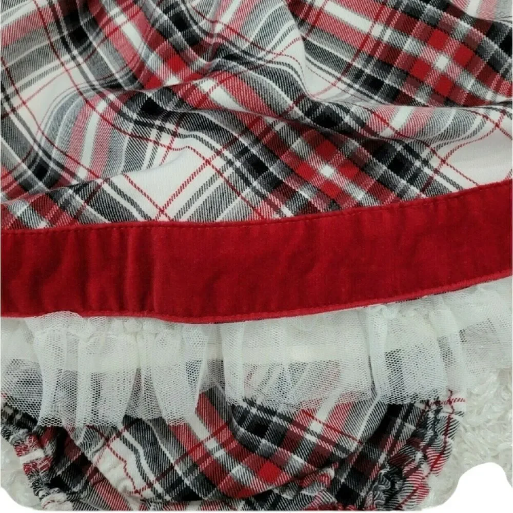 Plaid holiday dress matching bloomers